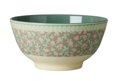 Large Melamine two tone bowl, MINI FLOWER print, By Rice.dk