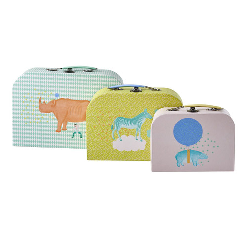 Cardboard Suitcase Set of 3 in Assorted Animal Prints