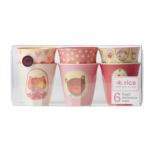 Set of 6 small melamine cups in girl camper print, MELCU-6SGCAMXC by Rice.dk