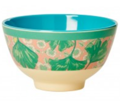  Small Melamine Bowl, Leaf & Flower Print