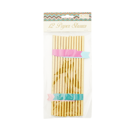 Gold paper straws, 12.