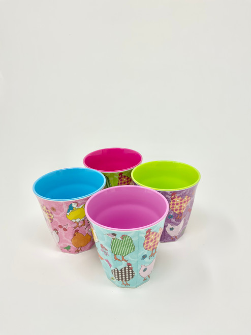 Set of 4 Hen Print Melamine Cups, Gift set, Gift pack of 4 cups, Rice cups, Rice in USA