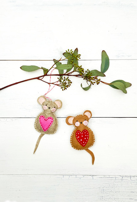 Love Mice Sewing Kit, Sweet lovely felt mice, Valentines sewing kit, California made craft kit, Stitcherelly craft kit, kids craft kit