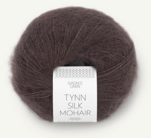 Tynn Silk Mohair, Thin Silk Mohair yarn, Sandnes Garn in the US, Silk yarn, Lace weight yarn, Petite Knit, Dk Chocolate Tynn Silk Mohair, Dark Brown Mohair