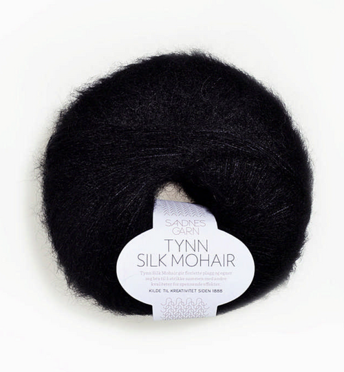Tynn Silk Mohair, Thin Silk Mohair yarn, Sandnes Garn in the US, Silk yarn, Lace weight yarn, Petite Knit, Black Tynn Silk Mohair, Black Mohair