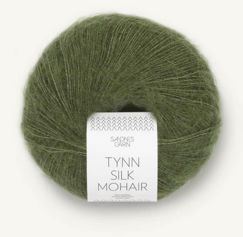 Tynn Silk Mohair, Thin Silk Mohair yarn, Sandnes Garn in the US, Silk yarn, Lace weight yarn, Petite Knit, Olive Green Tynn Silk Mohair, Olive Green Mohair