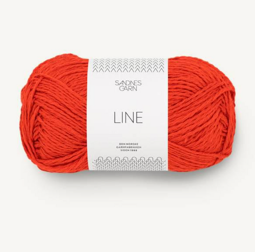 Line Spicy Orange, Sandnes Garn Line, Plant based yarn, cotton, linen blend. Sandnes Garn in USA, Petite Knit