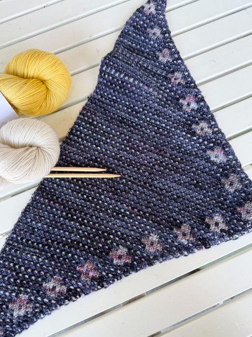 Pressed Flower Kerchief class, mosaic class, Bay Area knitting class, Intermediate knitting class