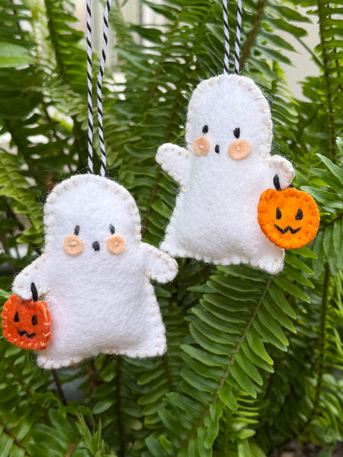 Trick and Treat Ghost sewing workshop, halloween craft, halloween workshop, handmade ornaments workshop