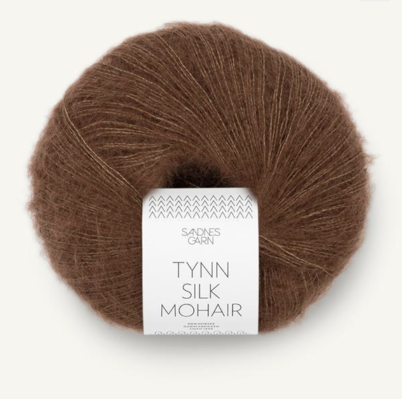 Tynn Silk Mohair, Thin Silk Mohair yarn, Sandnes Garn in the US, Silk yarn, Lace weight yarn, Petite Knit, Chocolate Tynn Silk Mohair, Brown Mohair