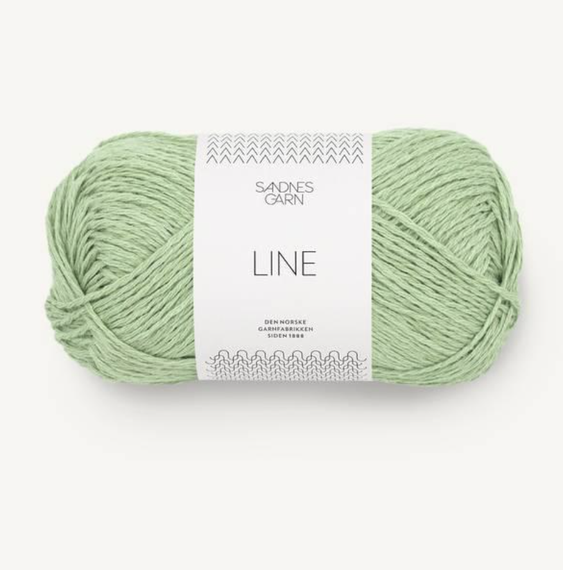 Line Spring Green, Sandnes Garn Line, Plant based yarn, cotton, linen blend. Sandnes Garn in USA, Petite Knit