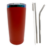 Rainbow Plated Red Tumbler with Metal Straw