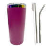 Rainbow Plated Pink Tumbler with Metal Straw