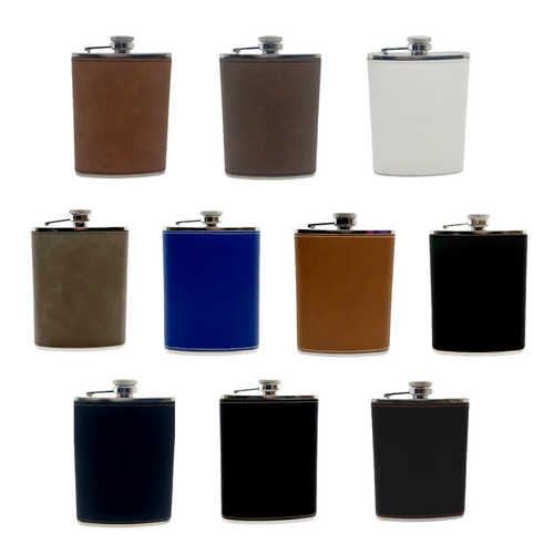 Leatherette Wrap on Stainless Steel Flask, 8oz