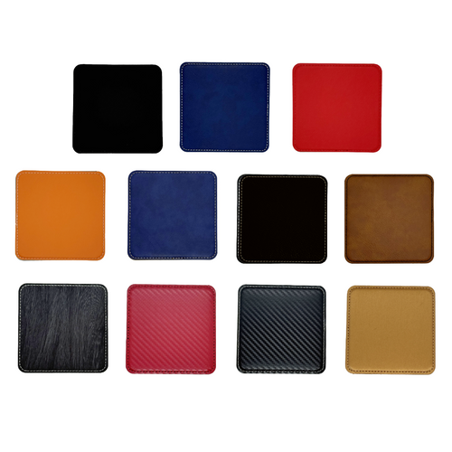 4" Square Leatherette Coaster with 1 Felt Side