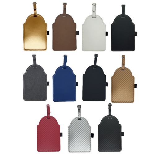 Laserable Leatherette Golf Bag Tag with 3 Wooden Tees