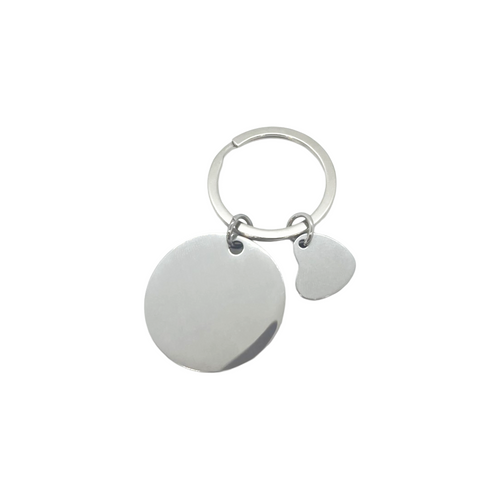 Disc with Heart Charm Keychain