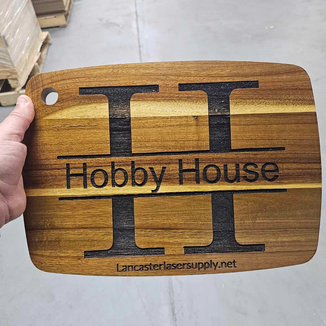14"x10" Acacia Cutting Board Juice Groove and Finger Hole