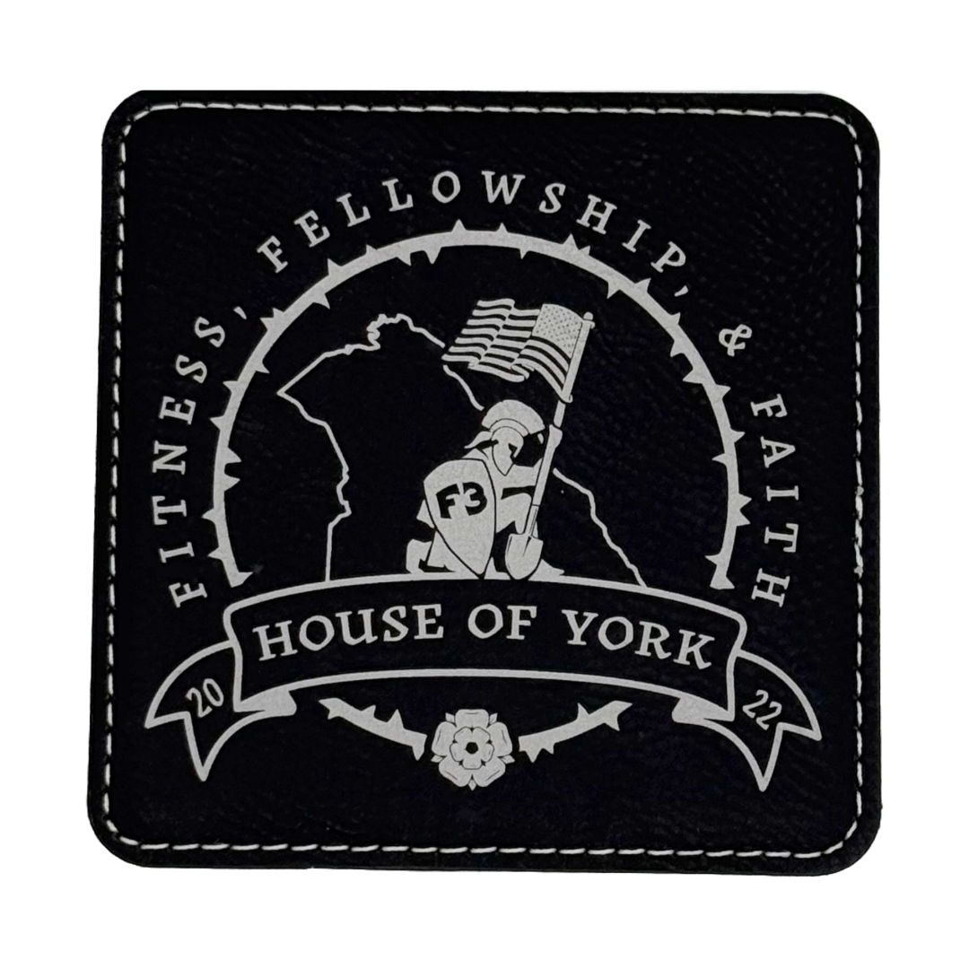 Custom Square Black Silver Leatherette Coaster