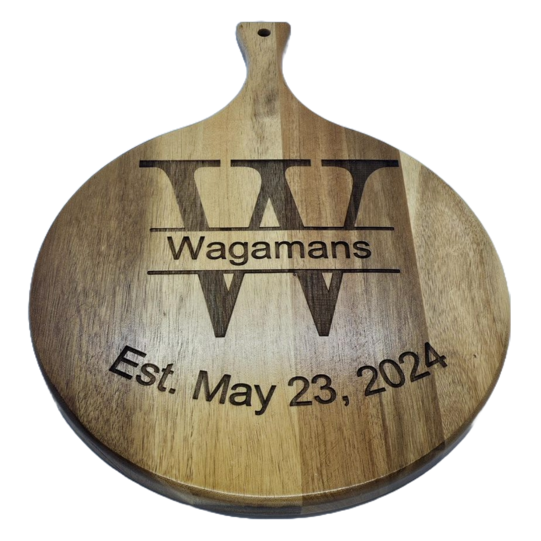 Round Acacia Cutting Board with handle