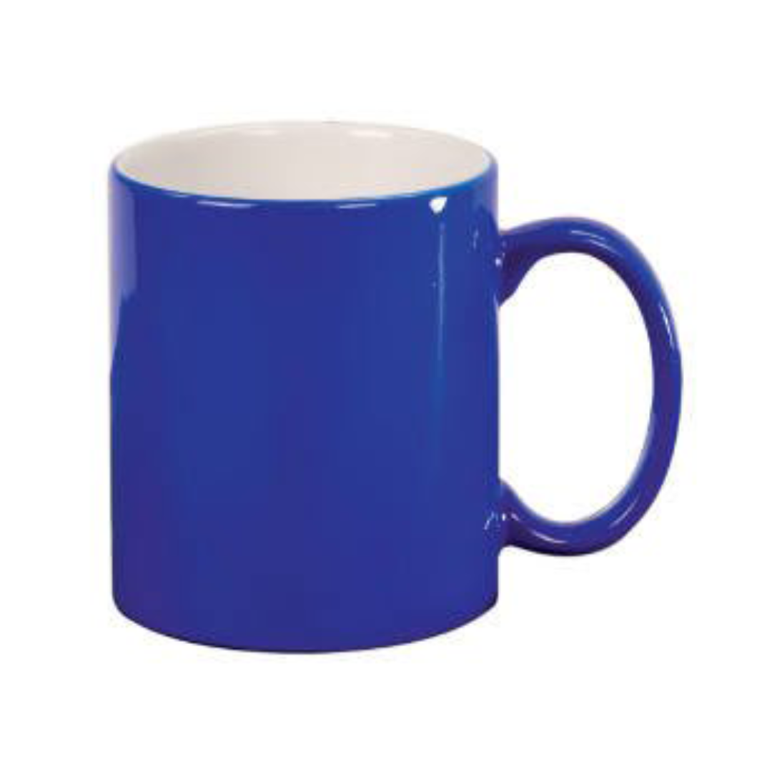 11 oz. Round Ceramic Customizable LazerMug Graphic or Logo w/ Additional Text (Two Sides) / Black