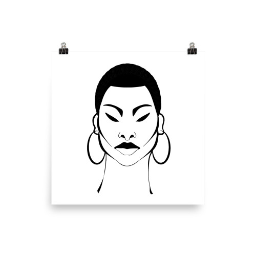 Natural Woman of Color Textured Afro - Premium Luster Photo paper poster - Black/White Image