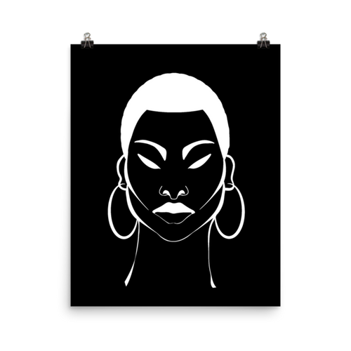 Natural Woman of Color Textured Afro - Photo paper poster - White/Black Image