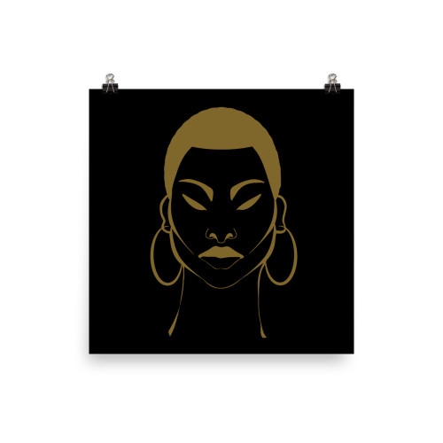 Natural Woman of Color Textured Afro - Premium Luster Photo paper poster - Bronze/Black Image