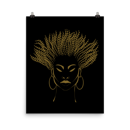 Natural Woman of Color Textured Medium Hair - Premium Luster Photo paper poster - Bronze/Black Image