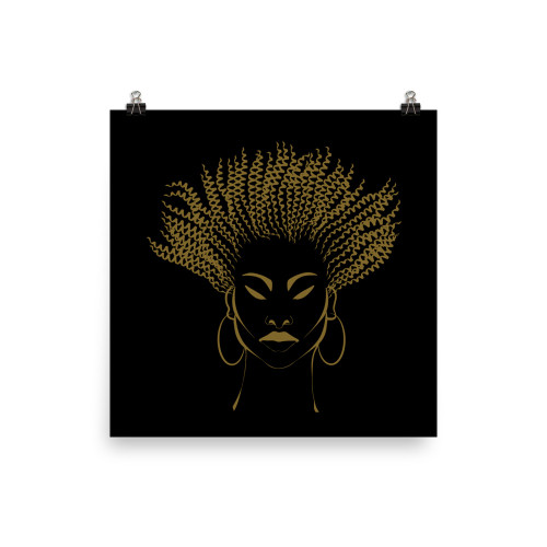 Natural Woman of Color Textured Medium Hair - Premium Luster Photo paper poster - Bronze/Black Image
