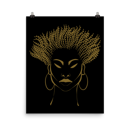 Natural Woman of Color Textured Short Hair - Premium Luster Photo paper poster - Bronze/Black Image