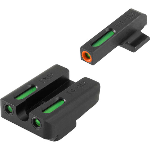 Truglo Tfx Pro Handgun Sights Walther Ccp Set, black sight mounting system with green and orange sight inserts.