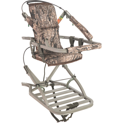 Summit Viper Sd Climber Realtree Timber, tree climbing seat with camouflage pattern and adjustable safety features.
