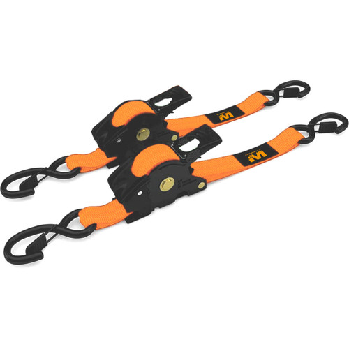 Muddy Outdoors Muddy Retractable Ratchet Straps 1"x10' 2pk Orange, orange ratchet straps with black hooks and black ratchet mechanisms
