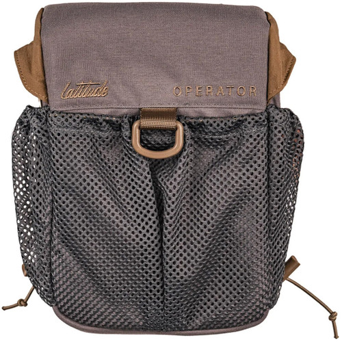 Latitude Outdoors Latitude Operator Saddle Pouch XL Gray, durable gray saddle pouch with mesh front and adjustable straps.