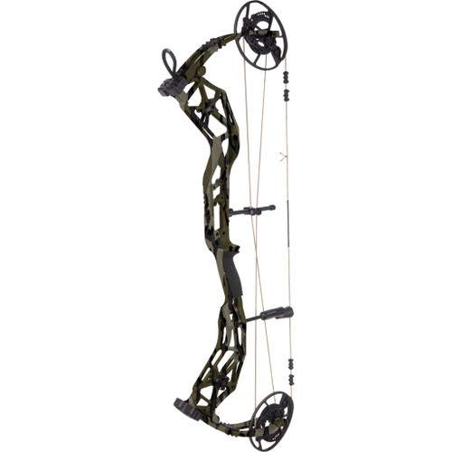 Bear Alaskan Pro Bow Mossy Oak Bottomland, a camouflage compound bow used for hunting, 60 lbs draw weight, RH (Right Hand) design.