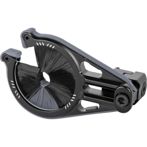 Trophy Ridge Whisker Biscuit Pro Ims Black/Gray Medium, archery bow rest with a black circular containment device and adjustable mounting bracket