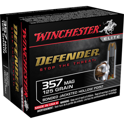 Winchester Defender Pistol Ammo 357 Mag. 125 Gr. Bonded Jacket Hp 20 Rd.