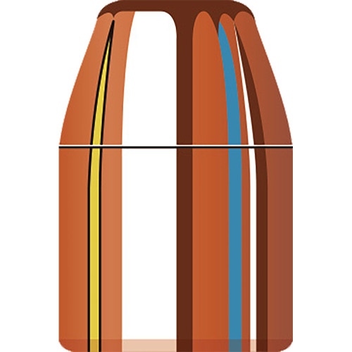Hornady FMJ Pistol Bullets 10mm, 180 Gr. FMJ-FP 100 Box, illustrated image showing the shape and design of the pistol bullets.