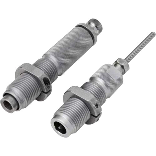 Hornady Series I Two-die Rifle Die Set 204 Ruger, metallic reloading dies with knurled surfaces and threaded ends for precise firearm cartridge resizing and seating.