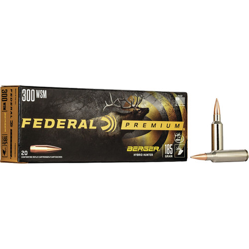 Federal Premium Rifle Ammo 300 Wsm. 185 Gr. Berger Hybrid Hunter 20 Rd.