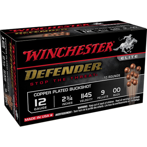 Winchester Defender Load 12 Ga. 2.75 In. 9 Pellet 00 Buck 10 Rd.
