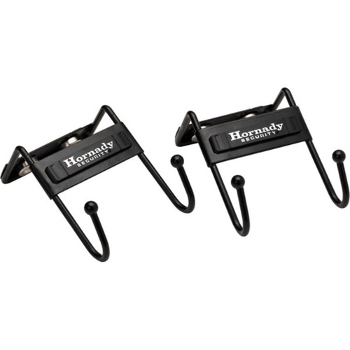 Hornady Snapsafe Magnetic Hooks Round 2 Pack, black metal hooks with magnetic backing for secure hanging.