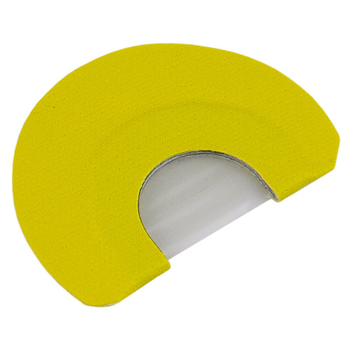 Primos Cuttin Hen Diaphragm Turkey Call, yellow-colored turkey call with a curved shape for realistic turkey sounds.