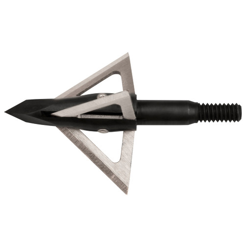 Muzzy Trocar Crossbow Broadheads 3 Blade 100 Gr. 3 Pk., sharp black broadhead with three blades and a screw attachment for crossbow arrows.