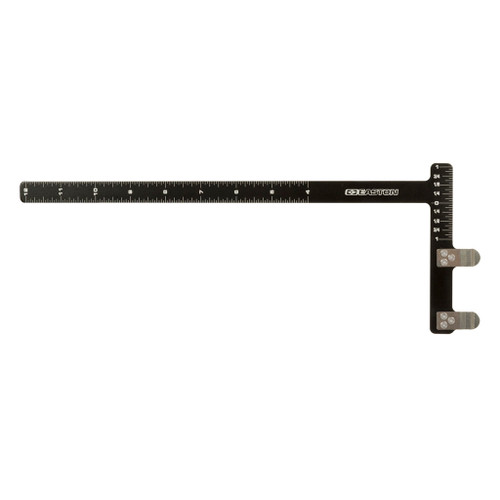 Easton Bow Square L Black, black bow square with measurement markings and adjustable arms for precise archery alignment.