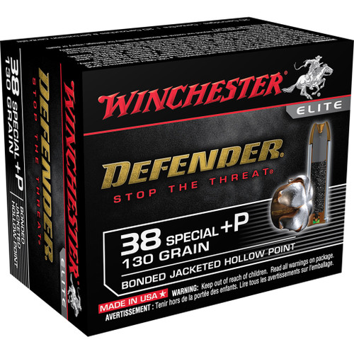 Winchester Defender Pistol Ammo 38 Spl+p 130 Gr. Bonded Jacket Hp 20 Rd.