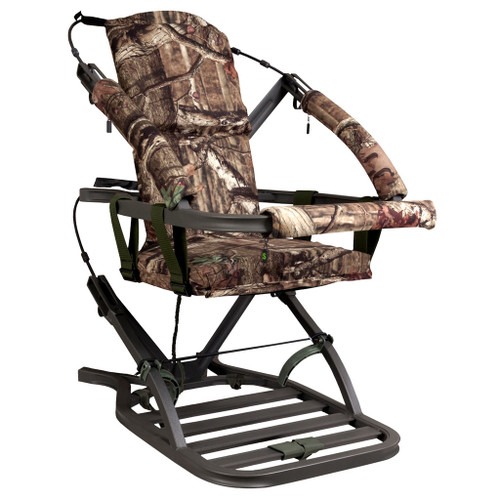 Summit Mini Viper Sd Climber, camouflage patterned baby climbing seat with sturdy frame and safety harness.