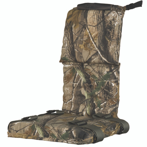 Summit Replacement Seat Universal Mossy Oak Infinity, camouflage patterned hunting seat with adjustable straps for easy installation.