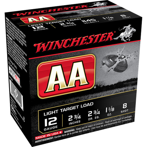 Winchester Aa Light Target Load 12 Gauge 2.75 In. 1 1/8 Oz. 8 Shot 25 Rd.